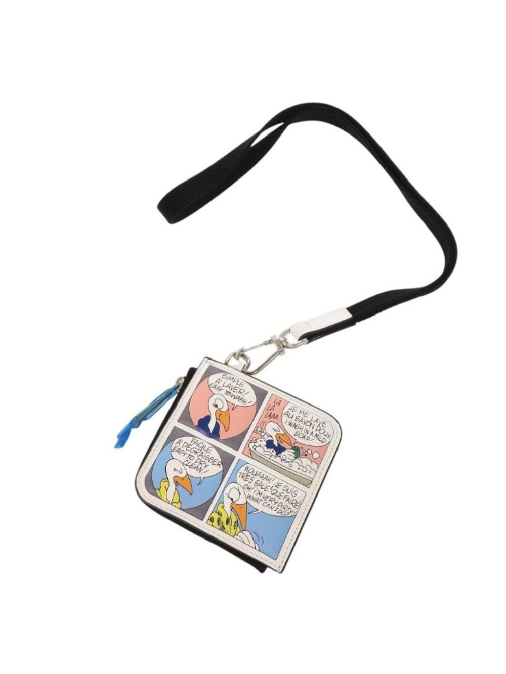 Moncler Cartoon Flat Wallet Small Comic Label Leather White Coin Purse Mini